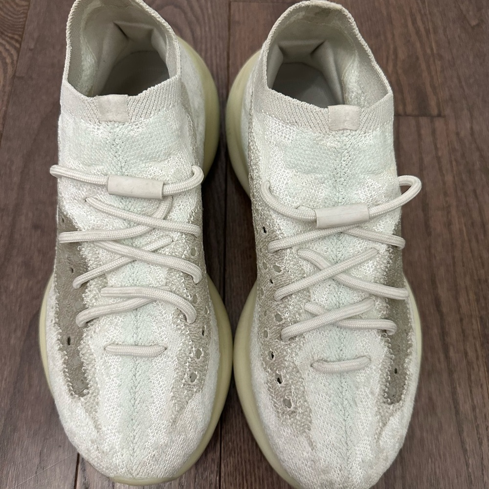 Cream and White Knit Sneakers